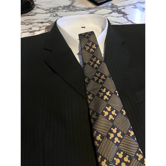 The Disney Store Other - Disney Mickey Mouse Midnight Blue and Copper Tie 100% Silk 57"x3.75"